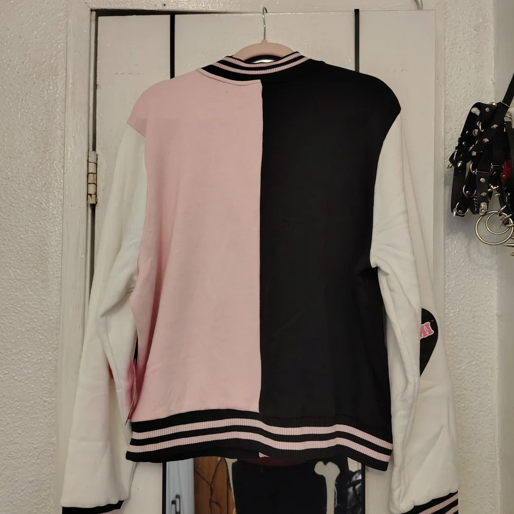 Pink and Black Varsity Jacket with Cartoon Characters - Picture 5 of 7